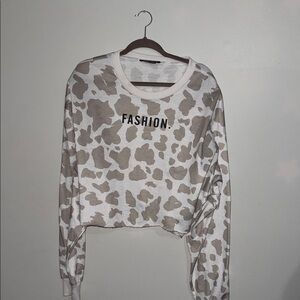 Women's Shein White and Tan Sweatshirt